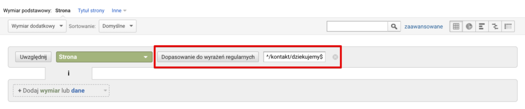 Wyrażenie regularne wykorzystane w konfiguracji celu.
